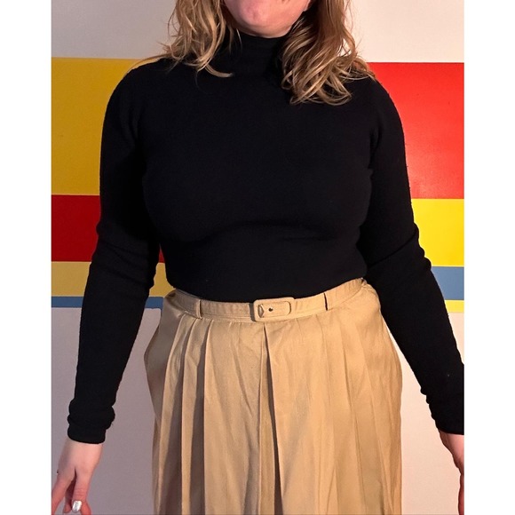 1970s vintage khaki midi skirt with pockets safari klute sz m - Picture 3 of 6